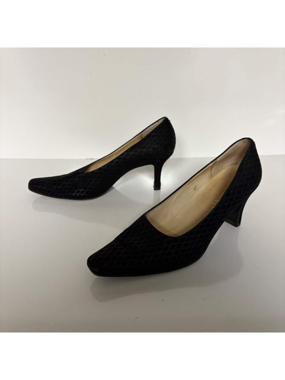 Rangoni Firenze Black Suede Leather Heels Size 7.5B Italy Elegant Womens Shoes